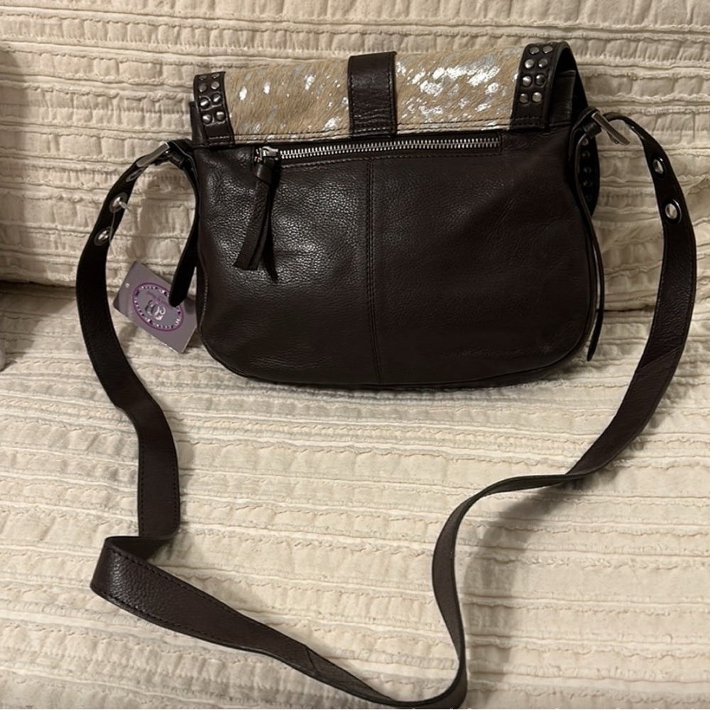 Sharif Black and Cream Studded Shoulder Bag - Picture 4 of 5